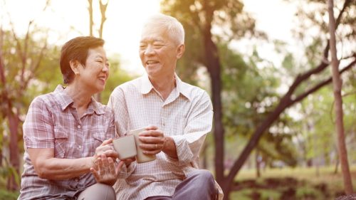 old couple on a coffee date