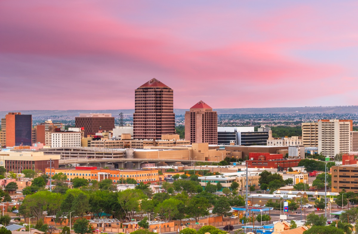 albuquerque plaza, new mexico at dusk