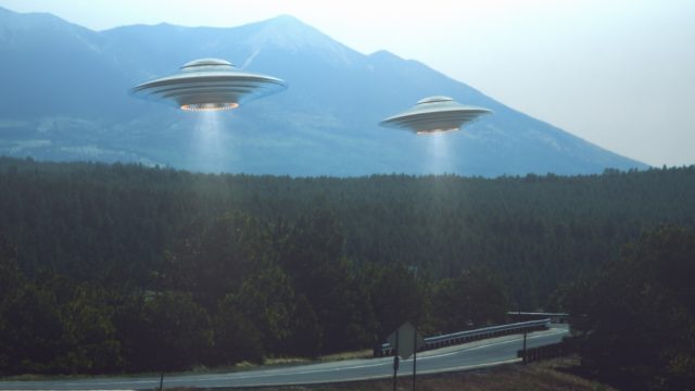 ufos flying over city