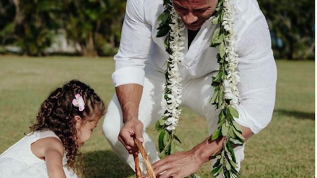 dwayne johnson daughter flower girl wedding
