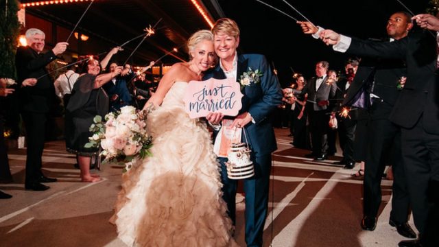 the couple with sparklers