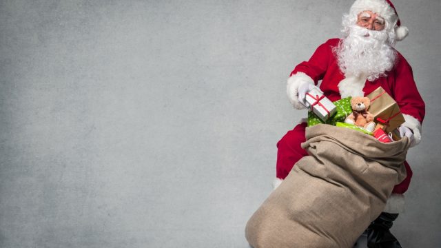santa with bag full of presents