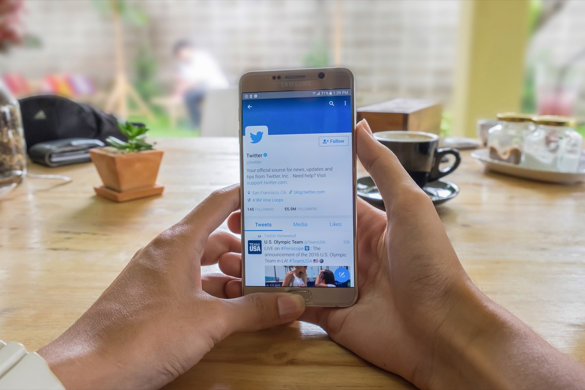 twitter page on someone's phone