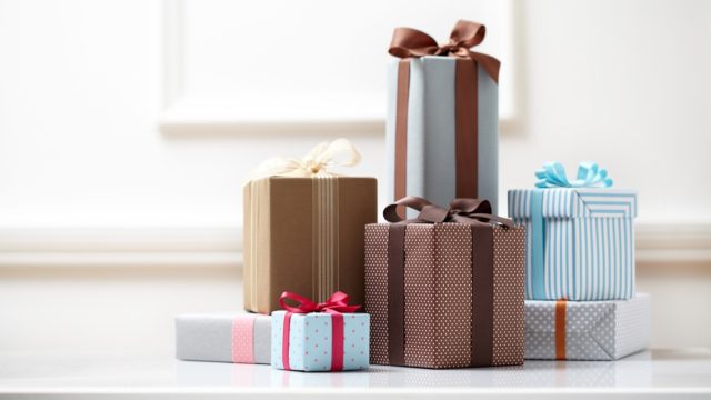 gift boxes on white table