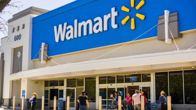 people waiting outside walmart