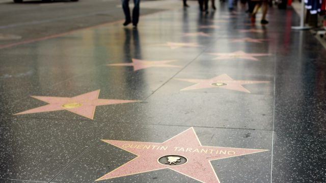 Stars on the Hollywood Walk of Fame including Quentin Tarantino