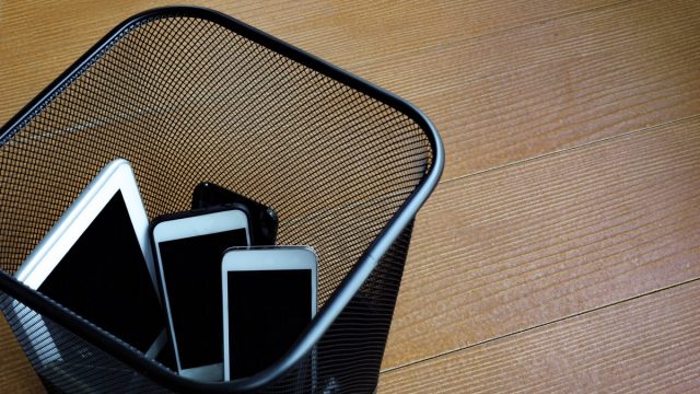 phones in trash