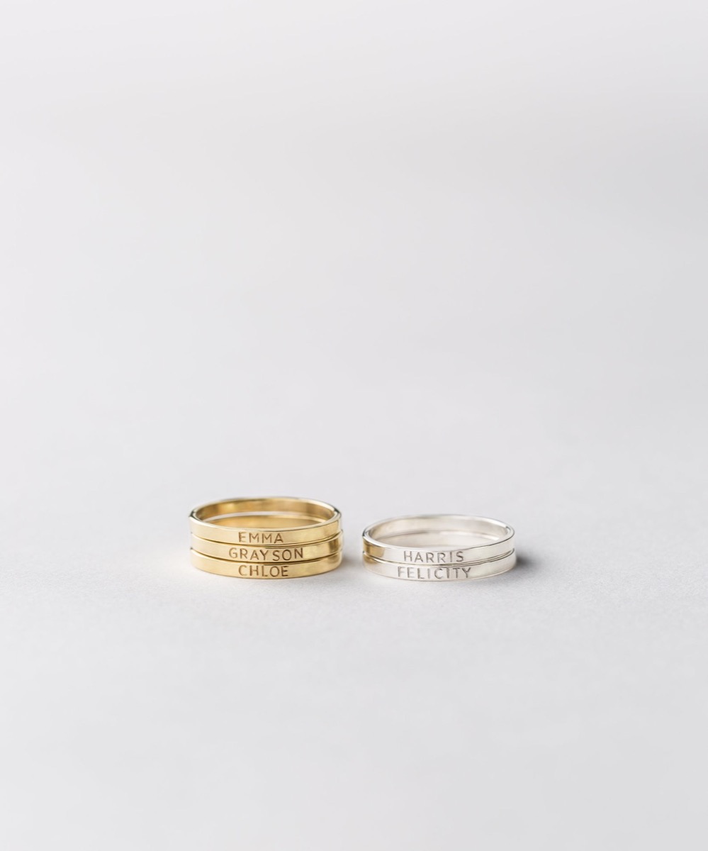 Gold and silver name rings