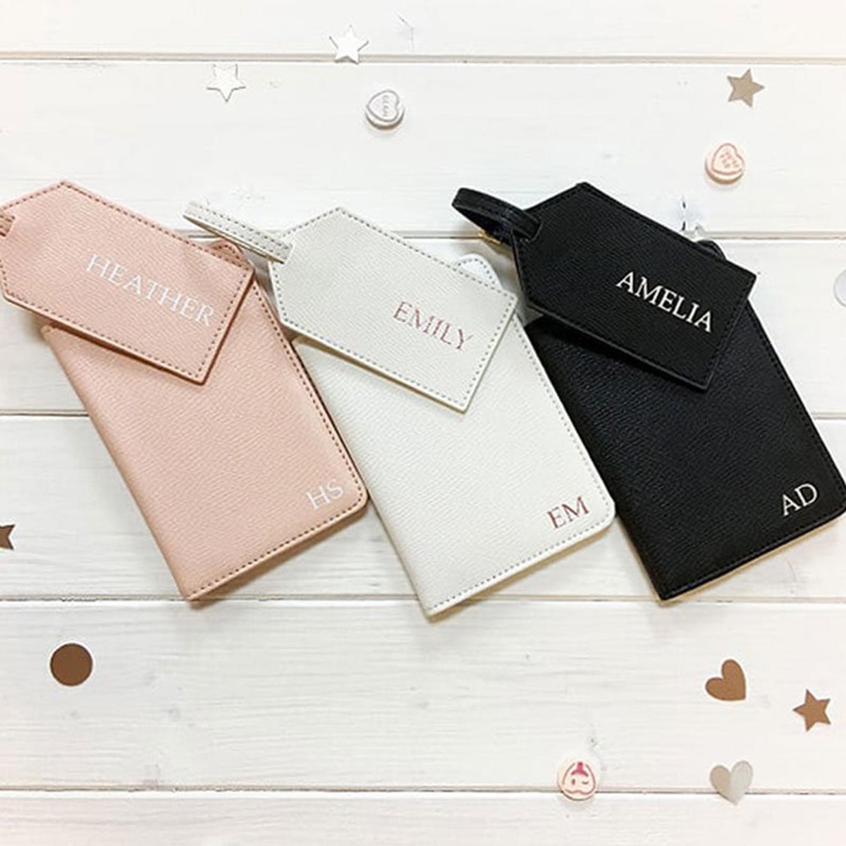 Monogrammed passport accessories in various colors