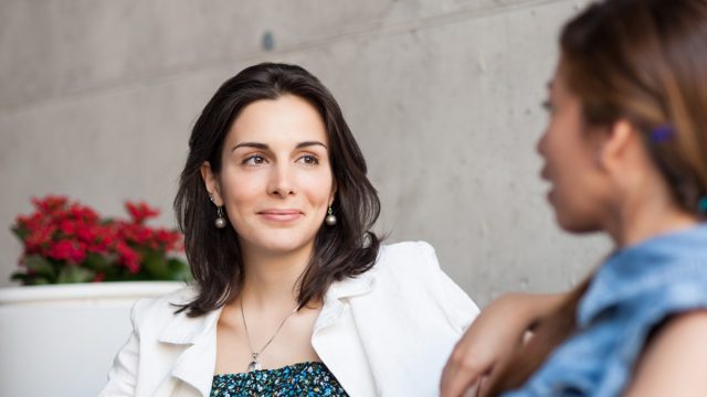 Girls having a conversation