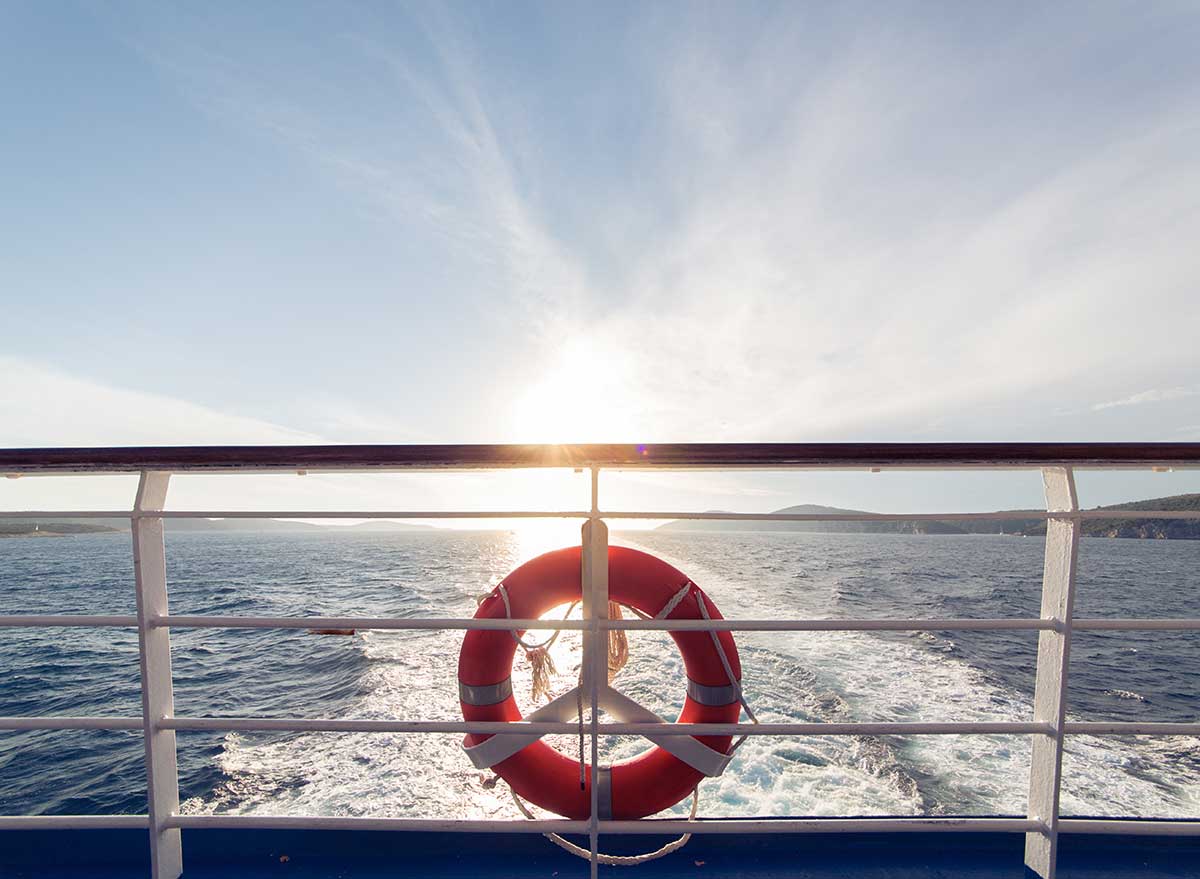 back of cruise ship with buoy