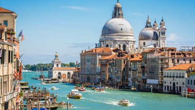 venice italy view of the santa maria basilica from the canal