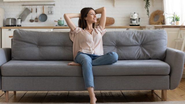 Girl relaxing alone at home