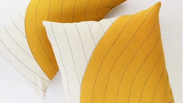 yellow and white pillows