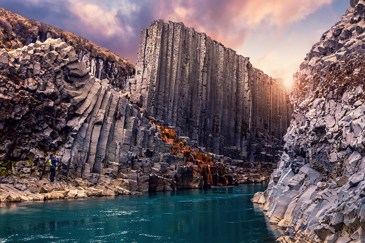 beautiful rock formations turned canyon Iceland
