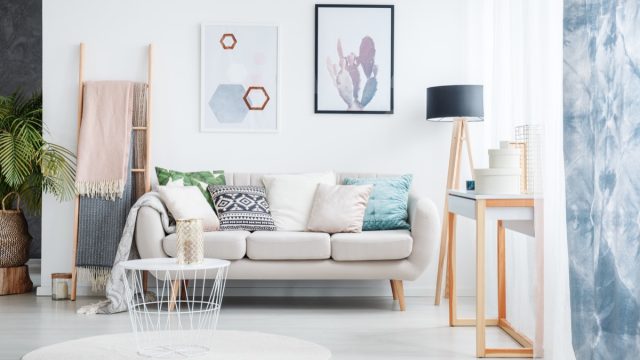 modern living room with two paintings