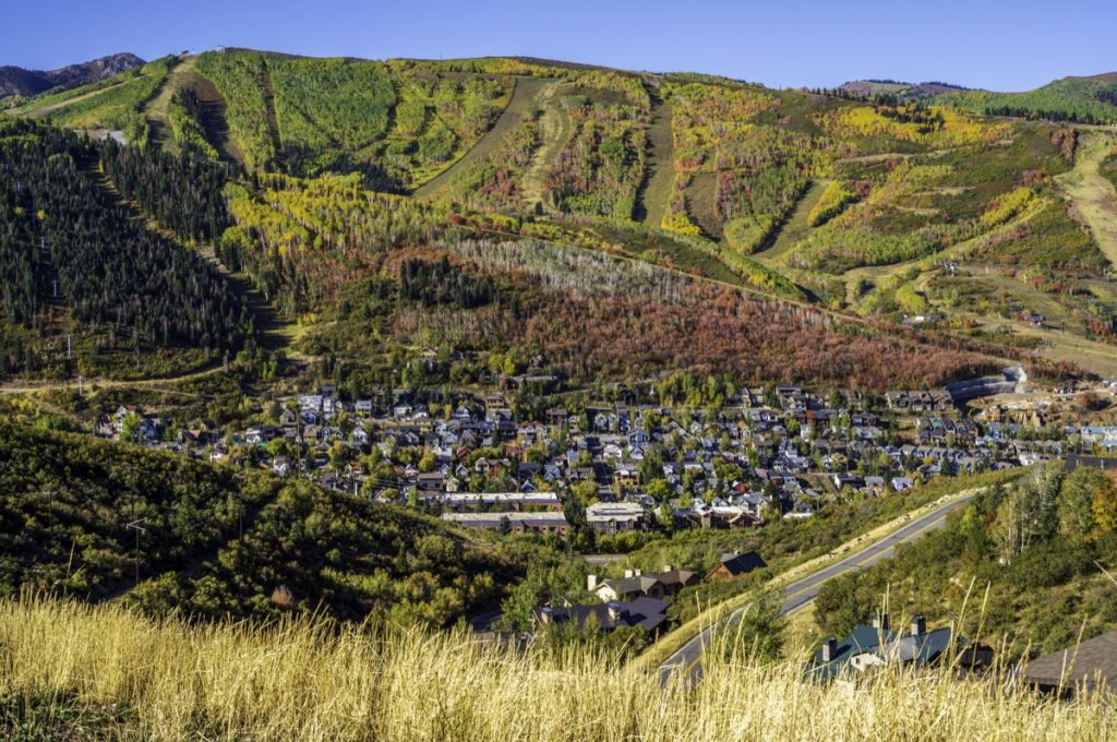 Aerial View of Park City, Utah in the Autumn