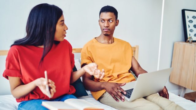 Couple annoyed with each other