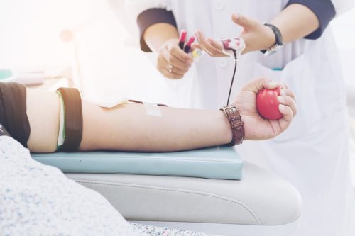 man donating blood