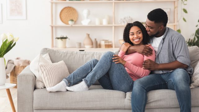 Happy couple in quarantine