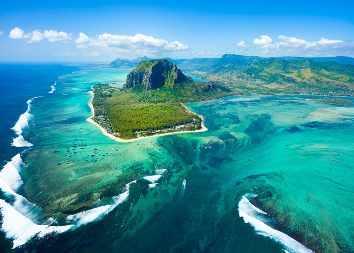 aerial and panoramic view of mauritius