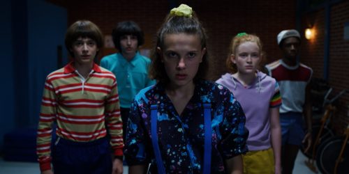 Noah Schnapp, Finn Wolfhard, Millie Bobby Brown, Sadie Sink and Caleb McLaughlin in Stranger Things