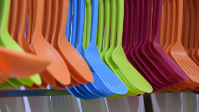Colored Plastic spoons and spatulas for sale in store