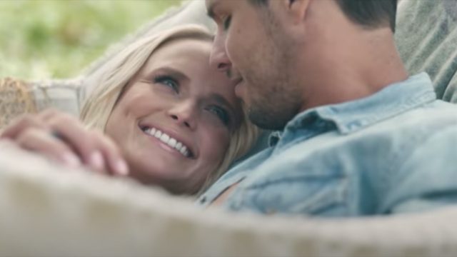 miranda lambert and husband brendan mcloughlin smiling in settling down music video