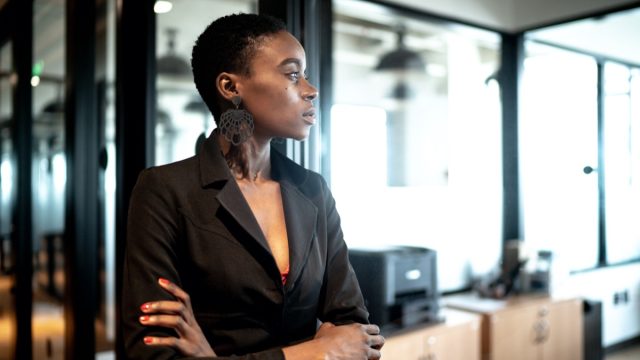Young businesswoman looking away