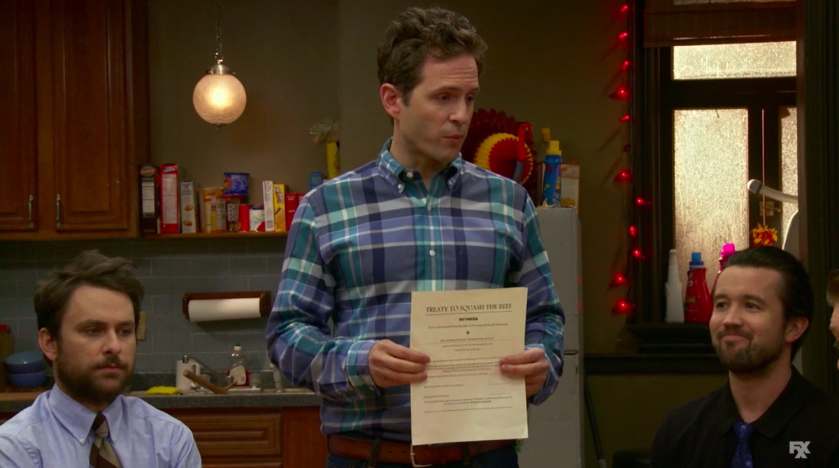 Still from the It's Always Sunny episode "The Gang Squashes Their Beefs"