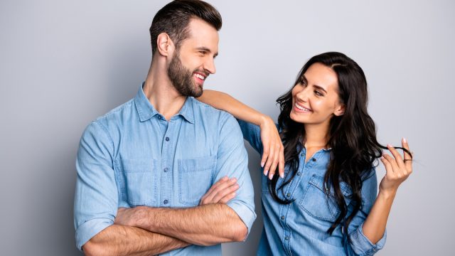 Flirty man and woman
