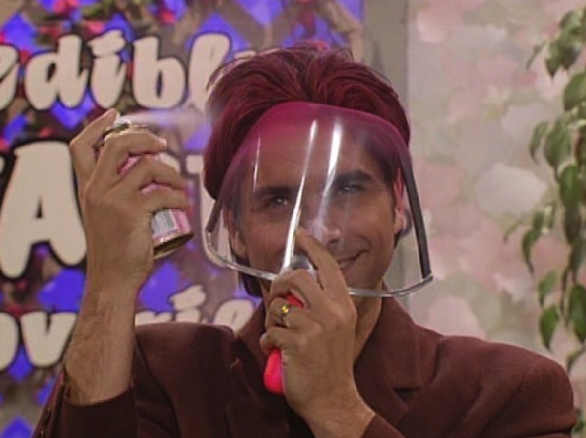 Uncle Jesse using face shield on "Full House"