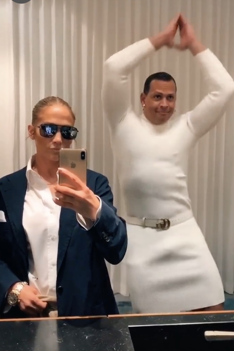 Jennifer Lopez and Alex Rodriguez doing the "Flipped the Switch" Challenge on TikTok