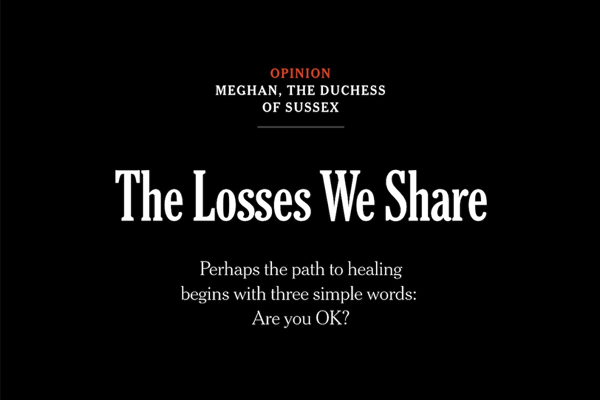 meghan markle writes essay for "the new york times" on miscarriage
