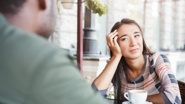 young white woman on bad date with man