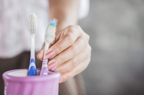 Toothbrush Left out in Bathroom