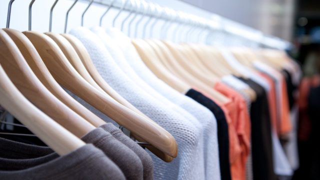 Clothes on rack in store
