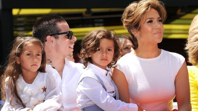 Jennifer Lopez, Casper Smart, and her twins Emme and Max in 2013