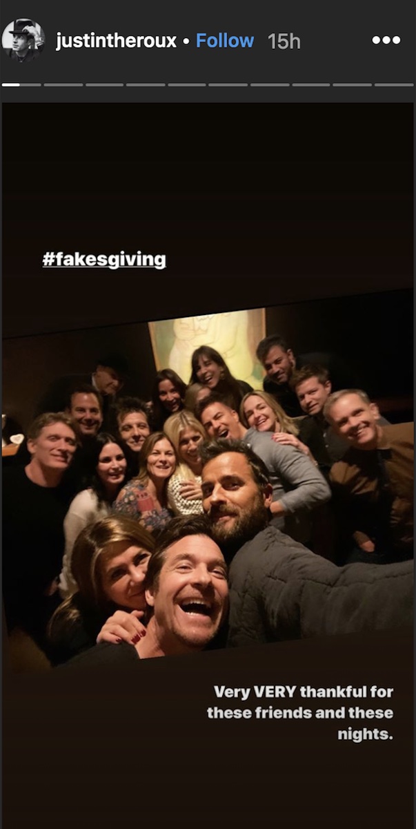 Justin Theroux Friendsgiving Instagram story