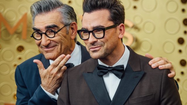 Eugene and Dan Levy at the Emmy Awards in 2019