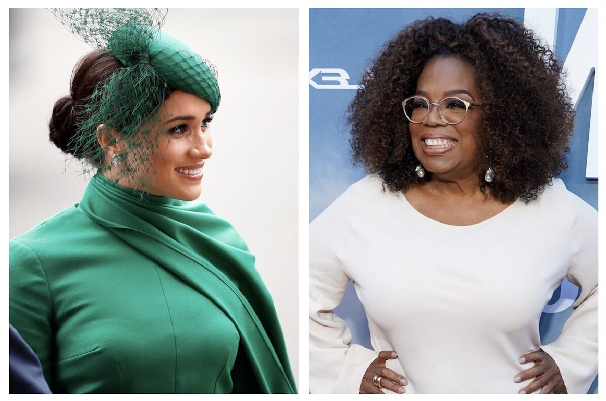Meghan, Duchess of Sussex attends the Commonwealth Day Service 2020 at Westminster Abbey on March 9, 2020 in London, England; Oprah Winfrey attends the premiere of OWN's "David Makes Man" at NeueHouse Hollywood on August 06, 2019 in Los Angeles, California.