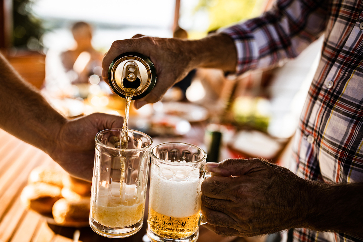 Pouring beer from a can