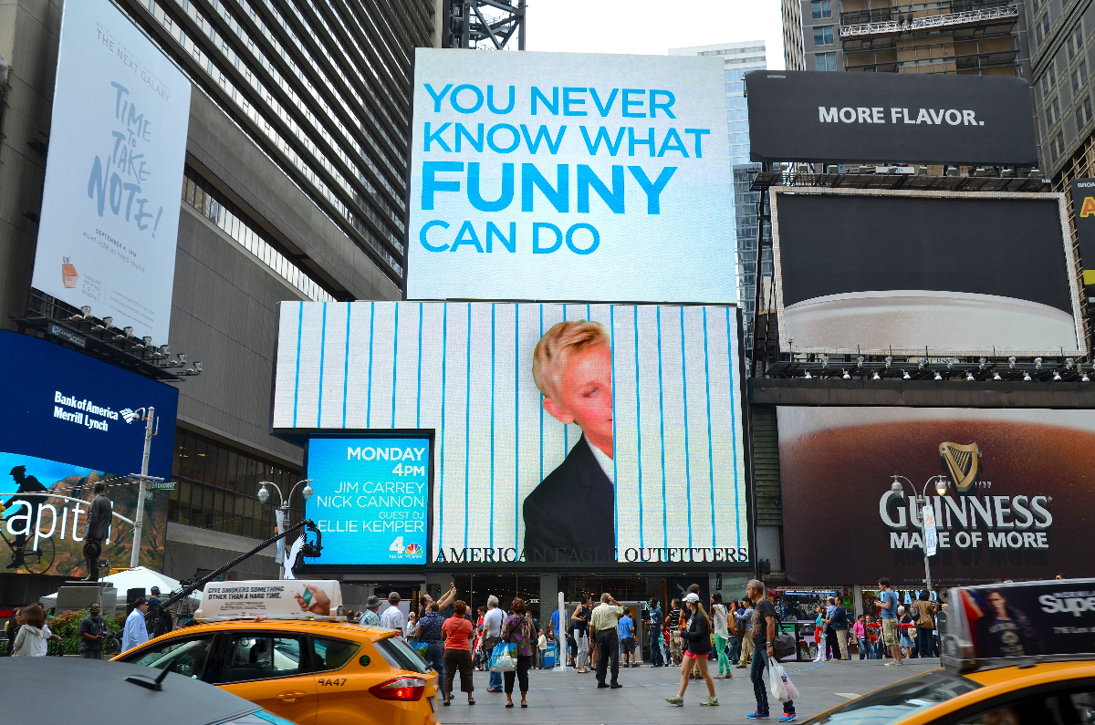 An "Ellen" billboard in Times Square in 2013