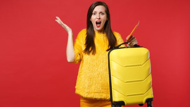 Frustrated female traveler