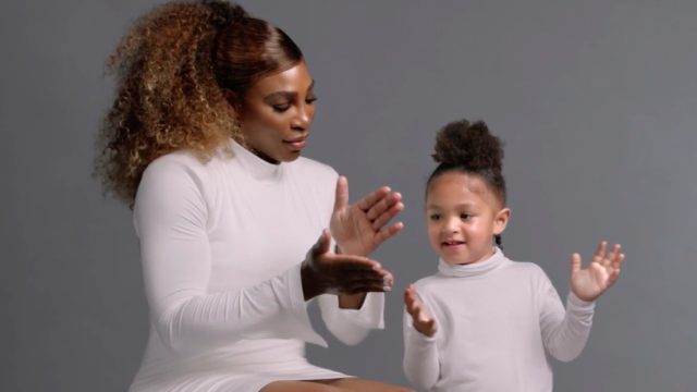 Serena Williams with daughter Olympia in Stuart Weitzman shoe campaign