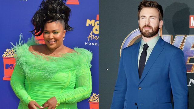 Lizzo at the 2019 MTV Movie and TV Awards; Chris Evans at the “Avengers: Endgame” premiere in 2019