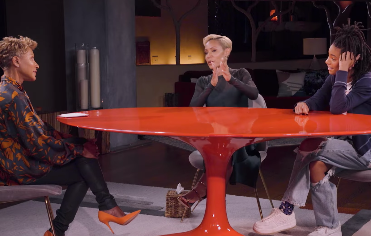Adrienne Banfield-Norris, Jada Pinkett Smith, and Willow Smith on "Red Table Talk" in June 2019