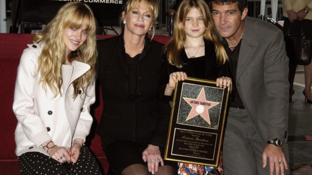 dakota johnson, melanie griffith, antonio banderas, and stella banderas on the hollywood walk of fame