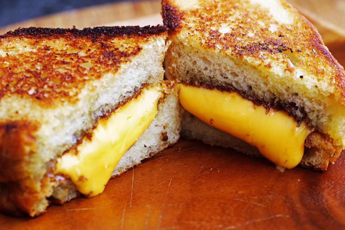 grilled cheese on thick bread, on table