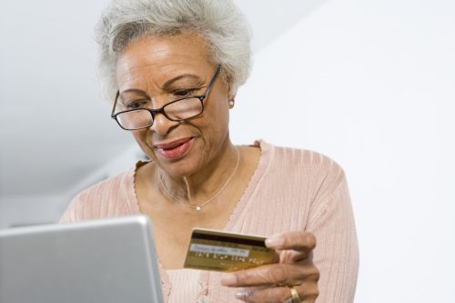 Older woman online shopping